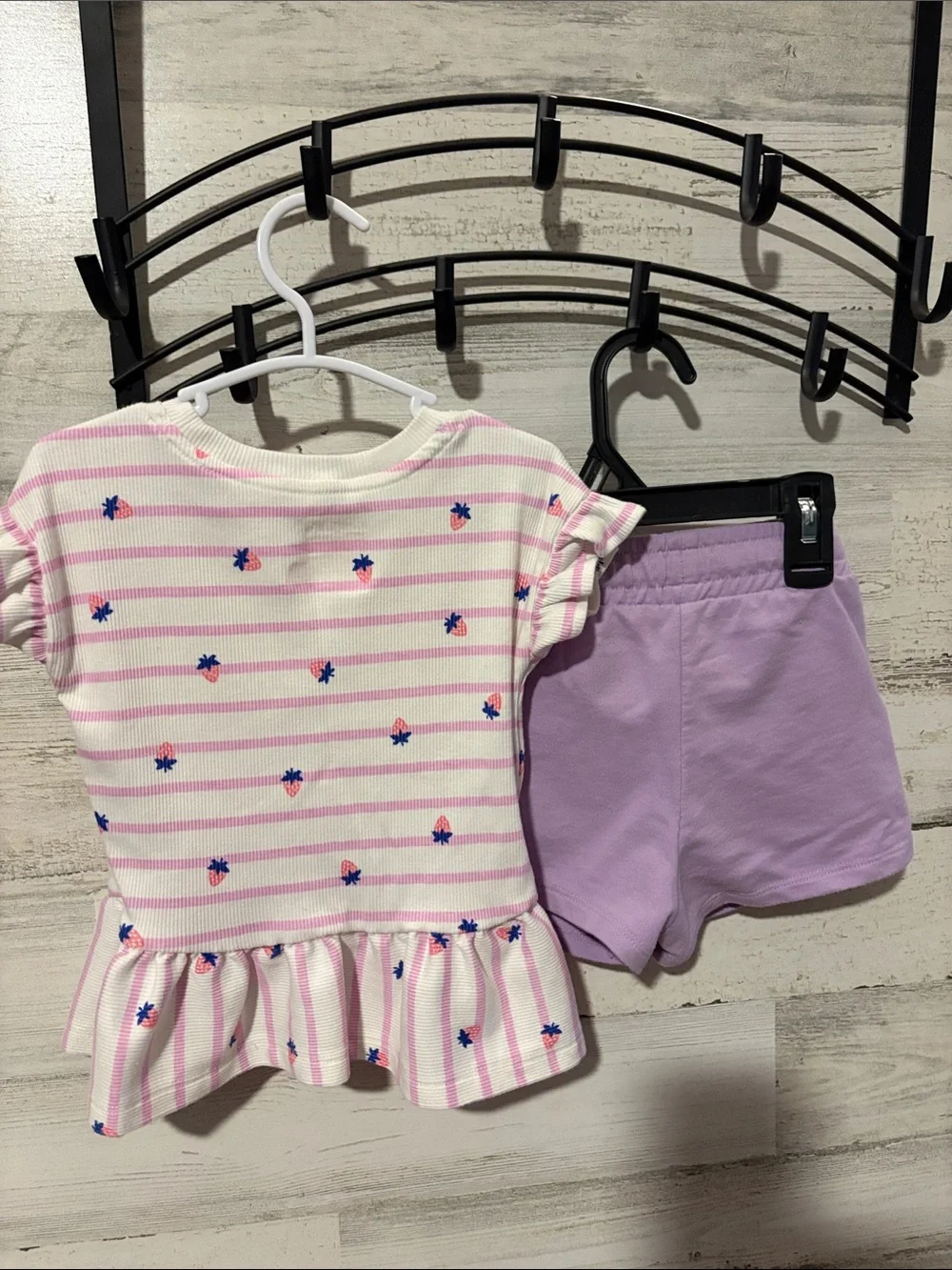 ❤️ PICK 4/$20 Cat & Jack Pink & Purple Striped Peplum Top with Lilac Shorts